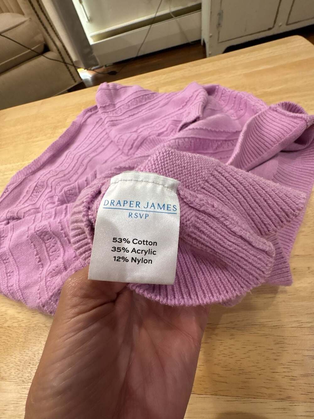 Draper James RSVP Purple Short Sleeve Button Front Pointelle Knit Sweater XL - Picture 6 of 6